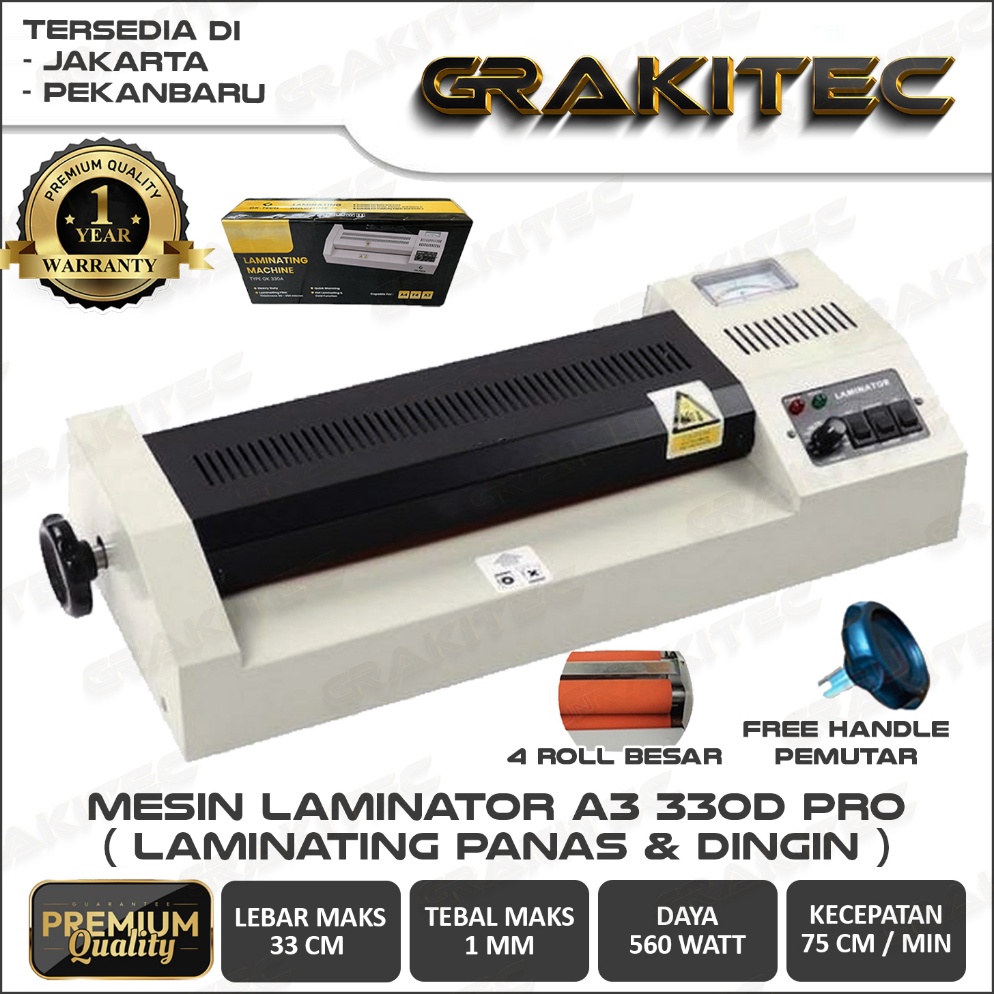 

Mesin Laminating A3 33mm Laminator GRAKITEC 33A Handle m S1B2