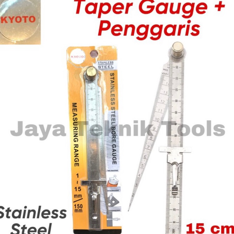 

Taper Gauge Penggaris Kyoto 15 mm Stainless Pengukur Lubang Ruler 15 cm w TA4