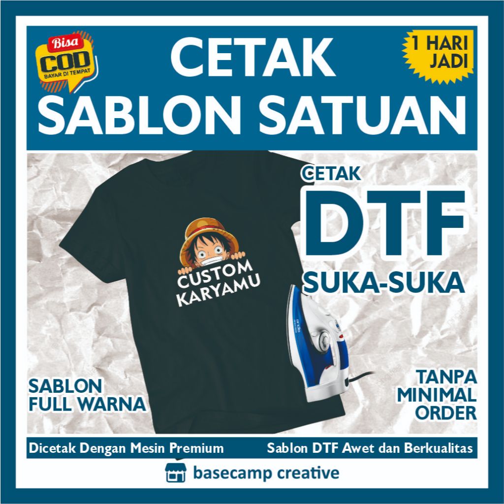 CETAK SABLON SATUAN / SABLON DTF SATUAN / CUSTOM SABLON