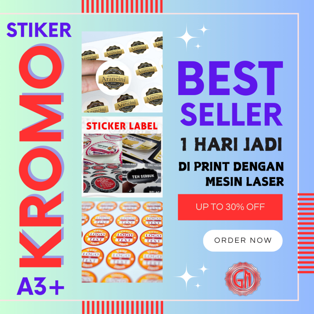 

Print Label kemasan stiker cromo a3+ | cetak label usaha makanan 1 HARI JADI