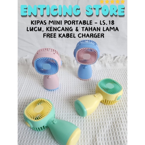 KUALITAS TERJAMIN KIPAS ANGIN MINI PORTABLE GENGGAM MOTIF KOTAK MINI FAN USB CAS KENCANG TAHAN LAMA 