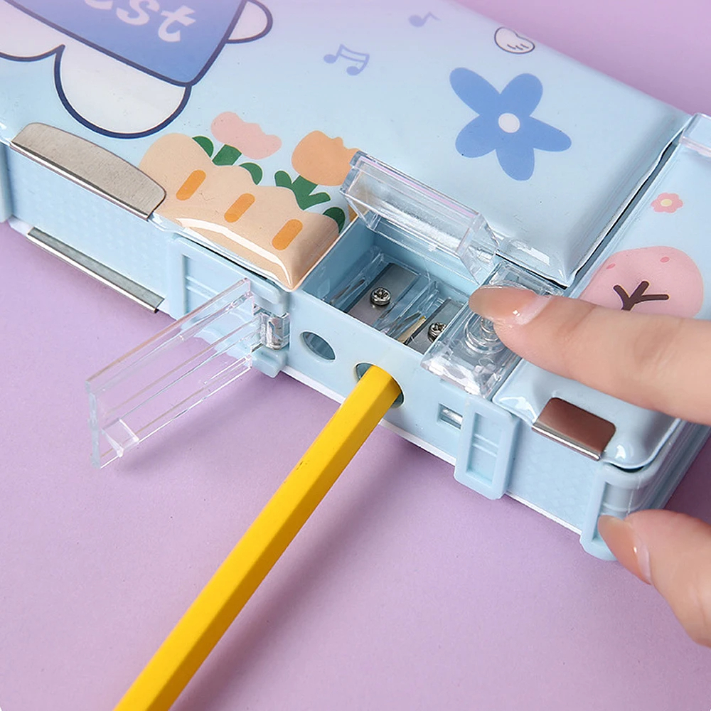 

Kotak Tempat Pensil Lucu Pola Kartun Lapisan Ganda Dengan Rautan Pensil RB9