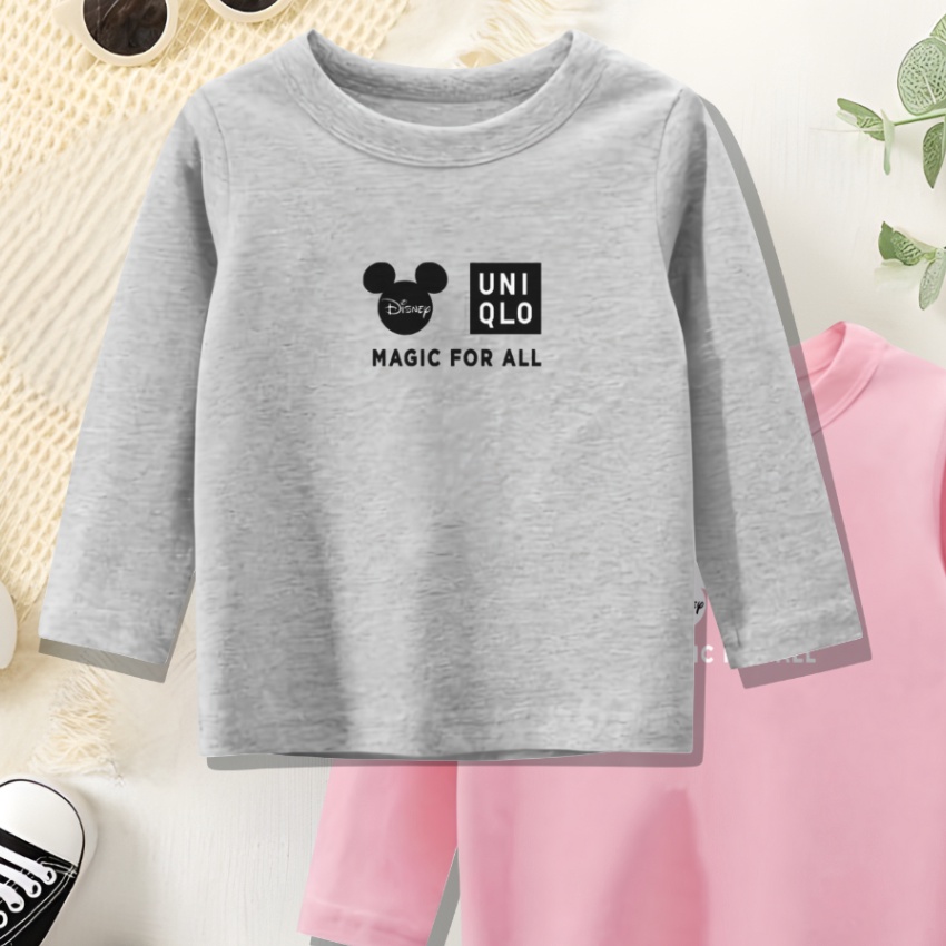 KF7 BAju Kaos Uniqlo Anak Cotton Lengan Panjang Usia 112 Tahun Kaos anak Tangan Panjang Kaos Anak La
