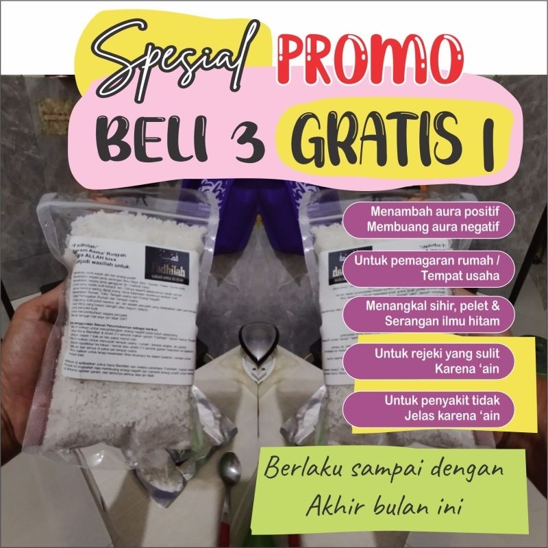 

[Promo Beli 3 Gratis 1] Garam Ruqyah Fadhilah Asma Original rukiyah Mini 100 gr