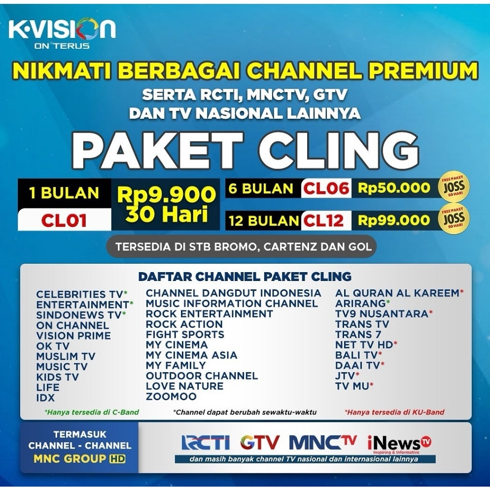 Receiver Dekoder TV Bracket K Vision Cling dan Paket Lainnya 1 Tahun t B2S8