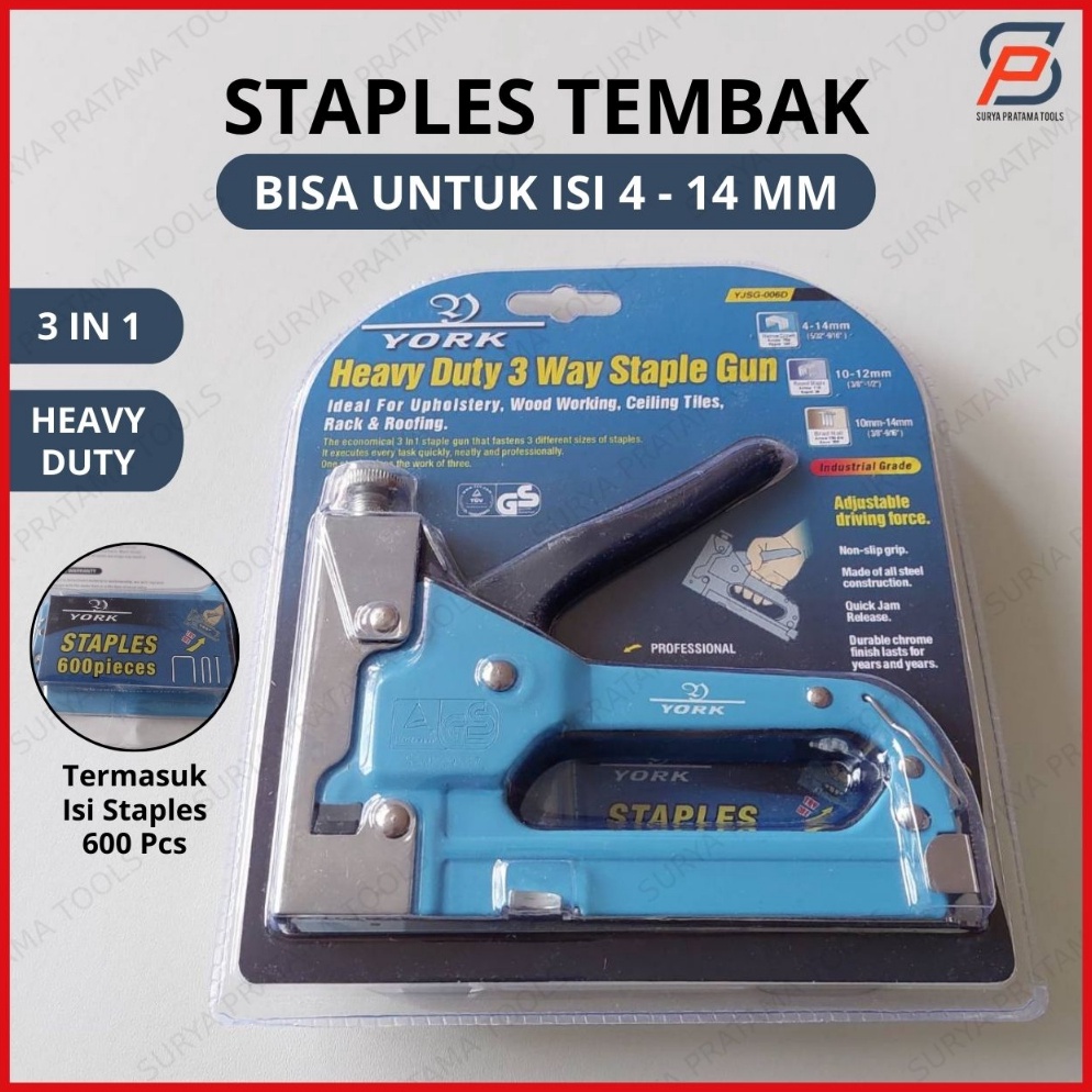 

Staples Tembak 3 In 1 Staple Gun Tacker Stapler Hekter Jok Sofa Kulit Heavy Duty York r T5U7