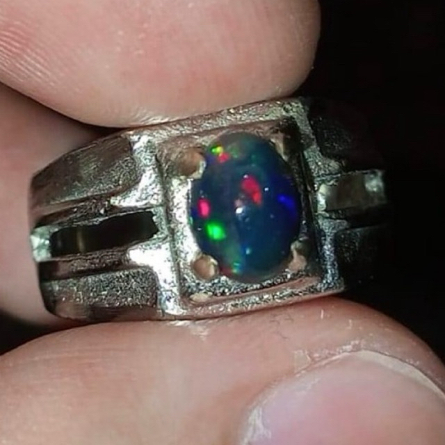 Cincin Batu Black Opal Kalimaya