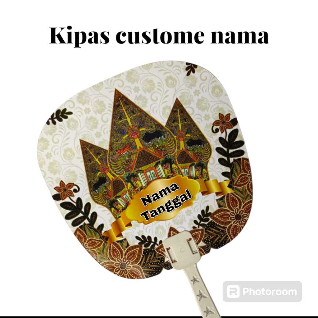 Kipas gagang custome nama souvenir pernikahan kipas wayang isi 50 pcs