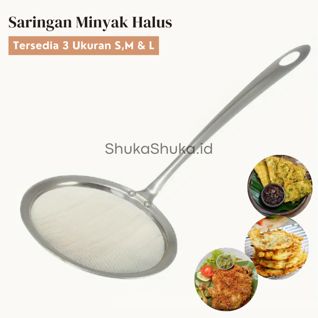 Saringan Minyak Goreng | Tirisan Penggorengan Saringan Minyak Bahan Stainless Ukuran S, M, L