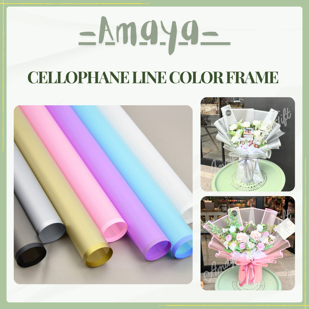 

Cellophane Kertas Wrapping Buket Kado Hadiah Line Color per Lembar
