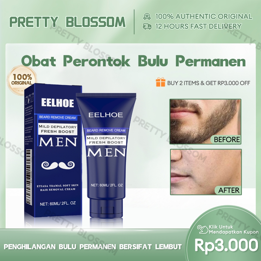 EELHOE Obat Perontok Bulu Permanen 60ml Hair Removal Cream Krim Penghilang Bulu Pria Penghilang Bulu