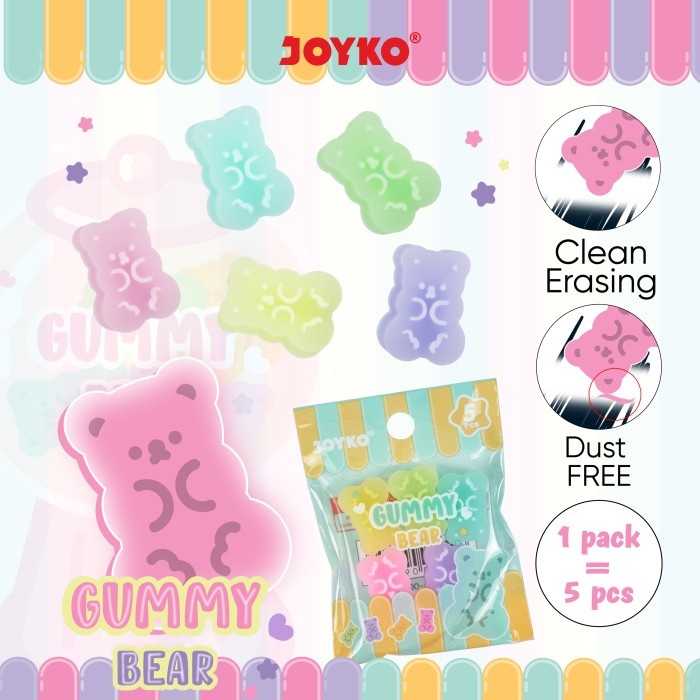 

Penghapus Eraser Joyko ERT-136 Gummy Bear 1 Pack 5 Pcs