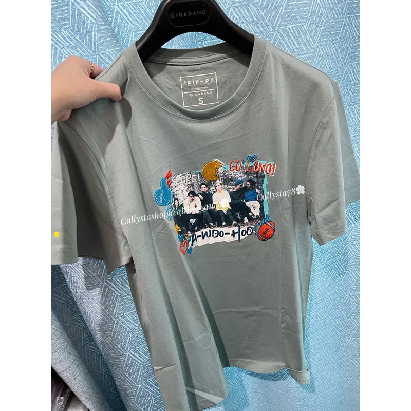 Giordano Tee Slim Fit Man Friends The Television Series Signature Silver Blue Size S sale from 399k