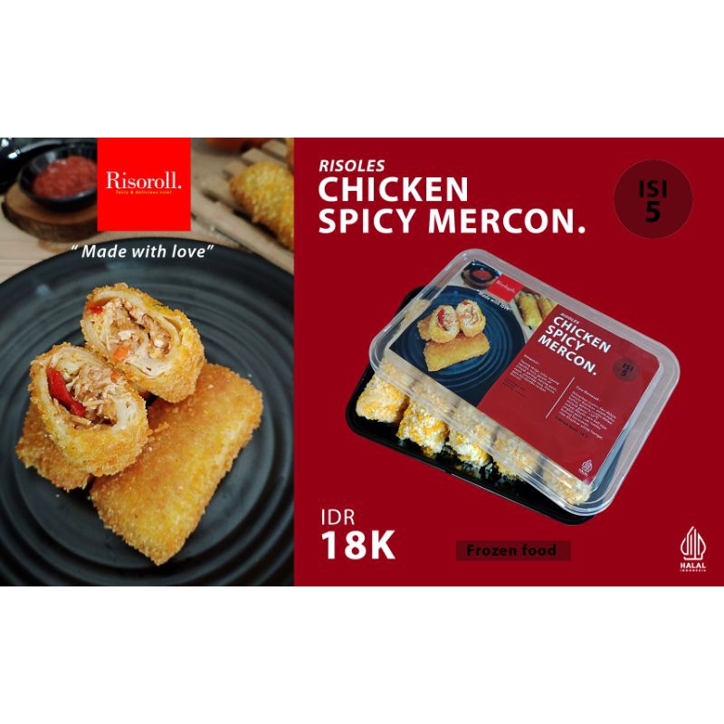 

RISOLES FROZEN CHICKEN SPICY MERCON RISOLES RISOROLL AYAM PEDAS ISI 5 PCS PEDASNYA BIKIN SEMANGAT MAKIN NGEGAS