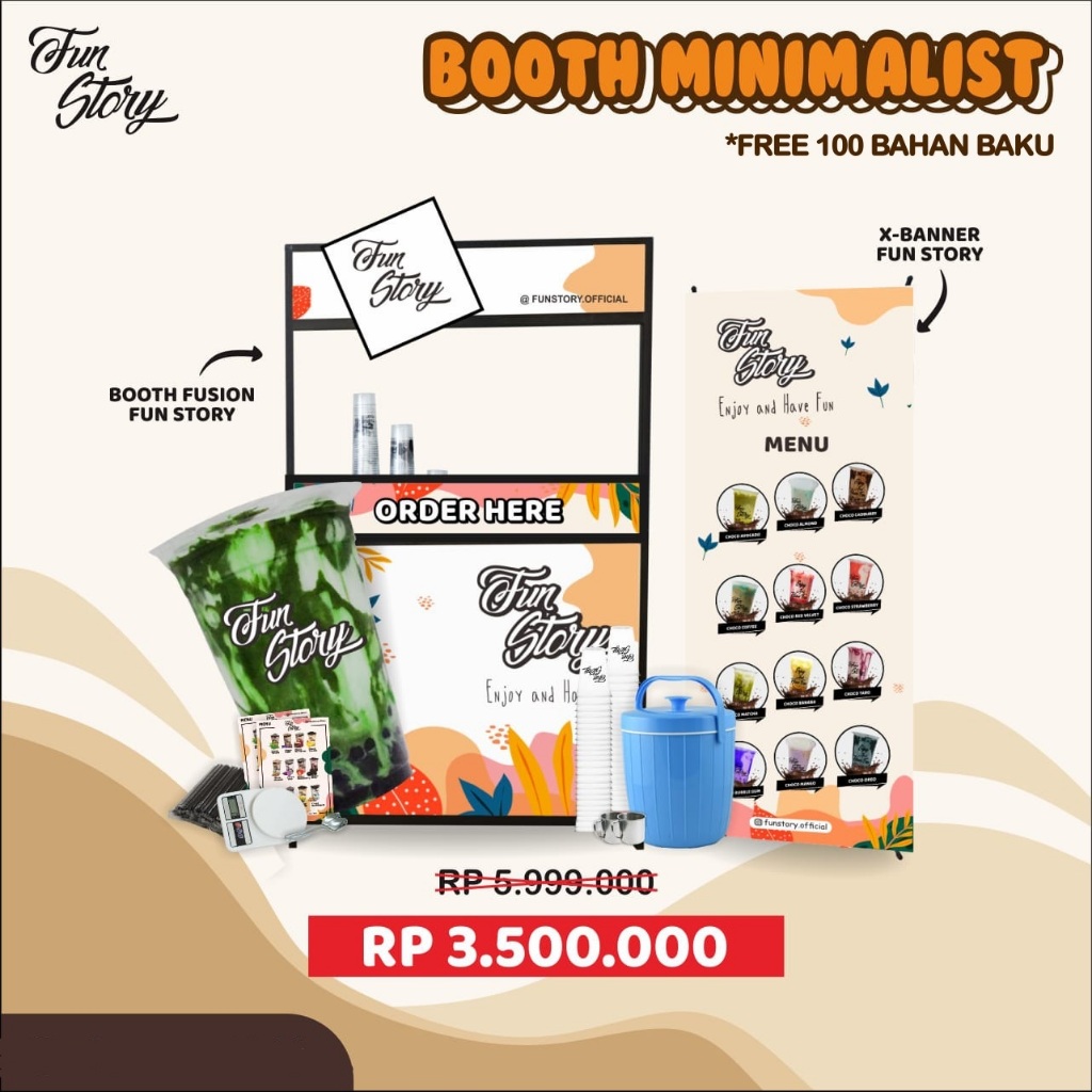 

Paket Franchise Booth Minimalis Funstory Signature Drink / Paket Kemitraan Funstory Signature Drink Booth Minimalis