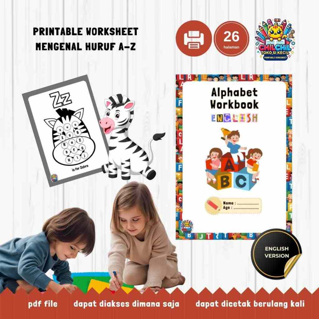 Huruf ABC untuk belajar anak PDF printable worksheet mengenal huruf anak 2 tahun keatas