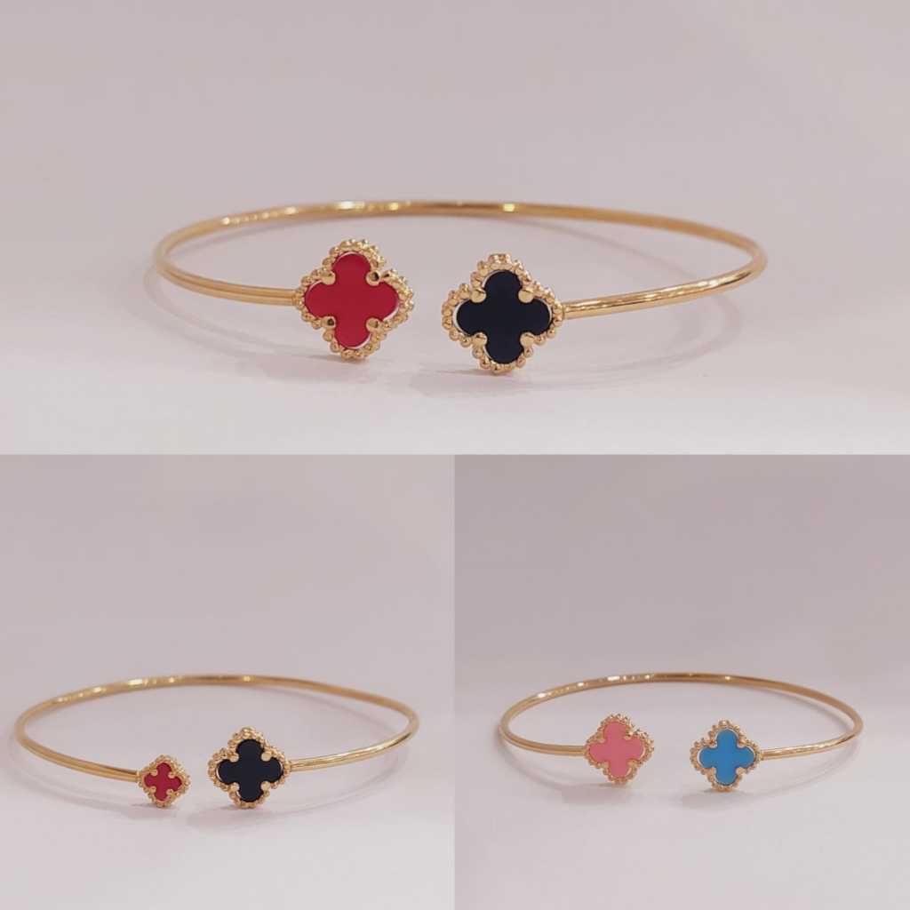 GELANG BULAT VANCLF CLOVER EMAS ASLI CANTIK