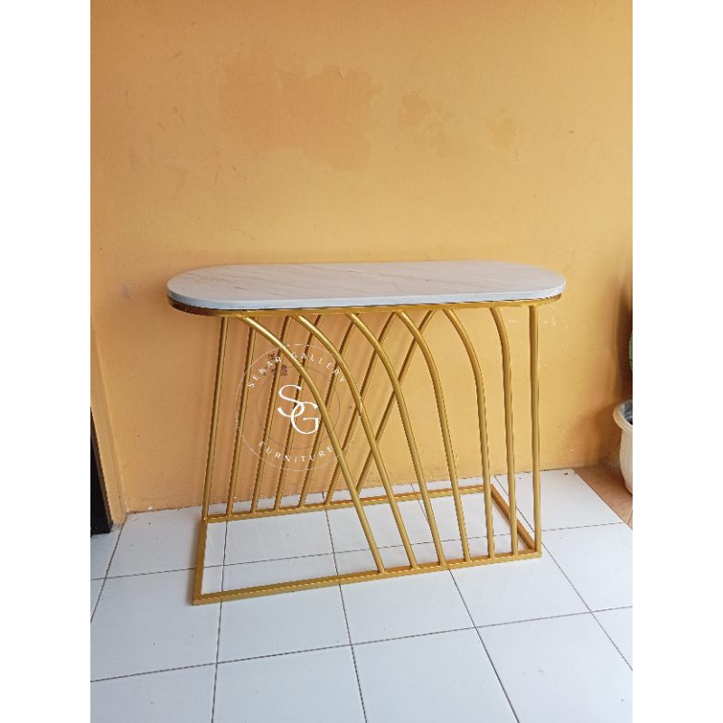 Meja Konsol HPL Marble - meja Konsol besi - Request marmer asli