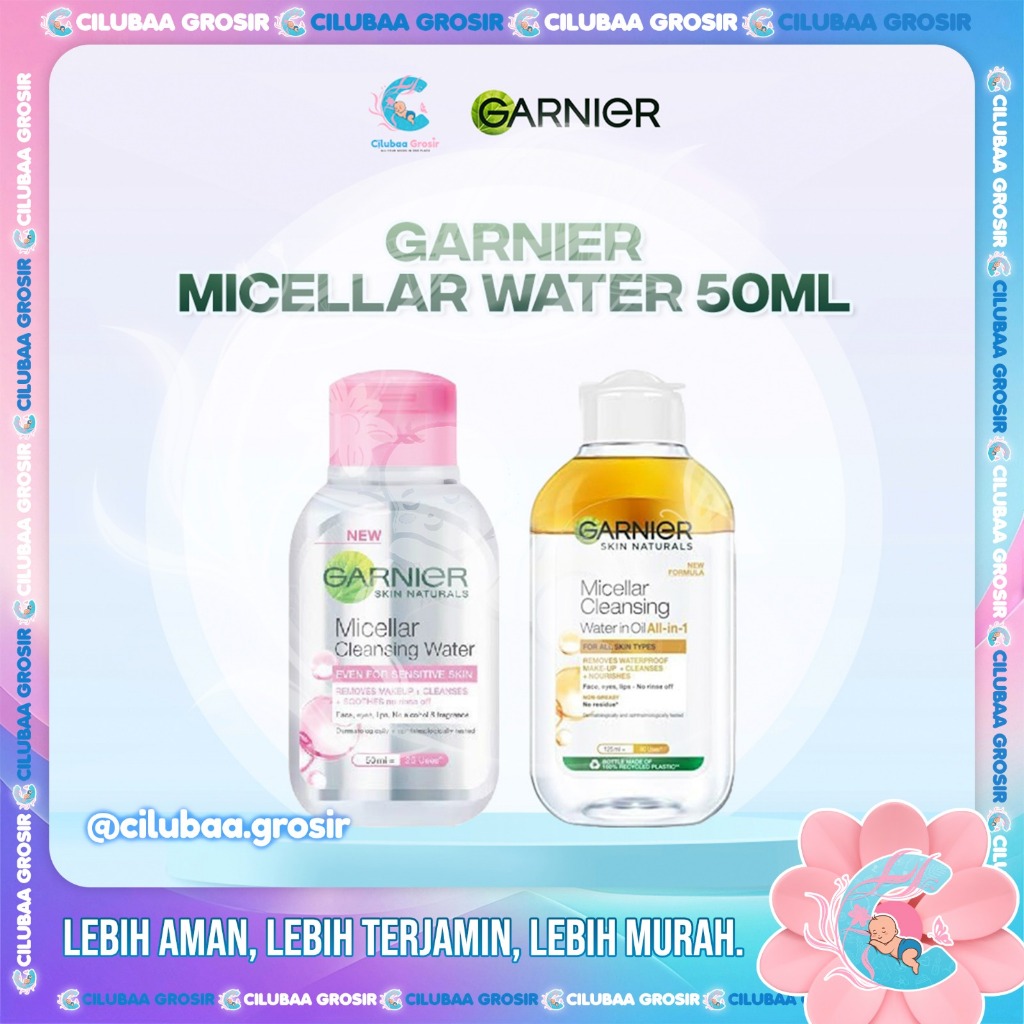 GARNIER Micellar Water Pink - Oil Infused Bipase 50mL || Micellar Water Make Up Remover
