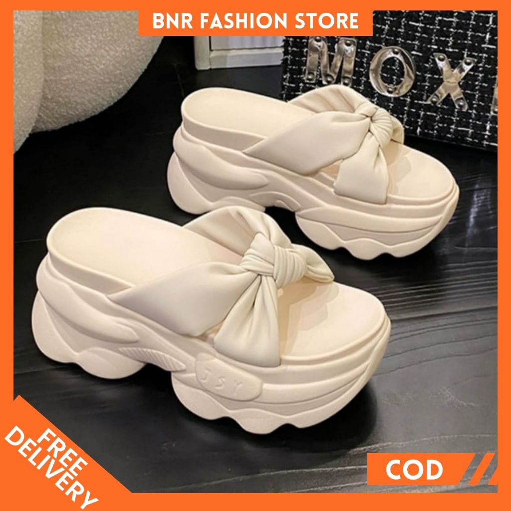BFS - DOWN SIZE Sandal Wedges Wanita Hak Tebal Tali Pita Lilit Polos Simple CK 551