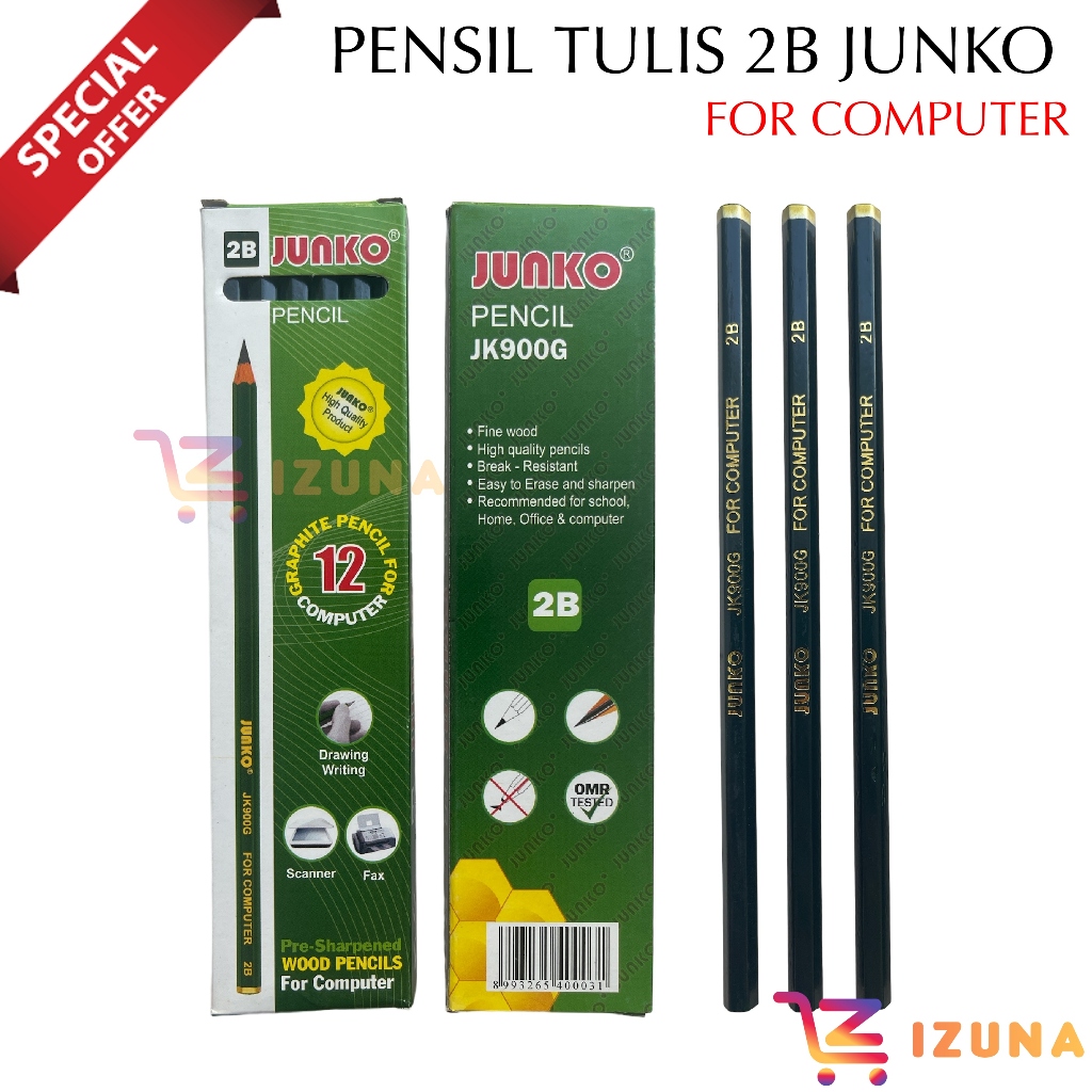 

[IZUNA] ATK006 PENSIL 2B JUNKO FOR COMPUTER / 1 PACK PENSIL JUNKO ISI 12 PCS / PENSIL 2B JUNKO JK900G (12 PCS)