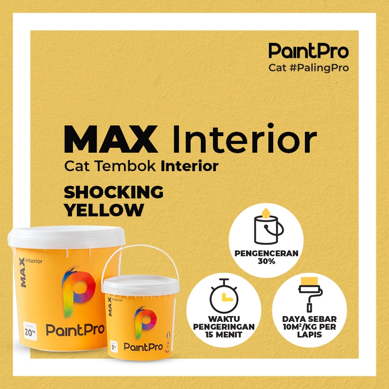 PaintPro MAX Shocking Yellow Cat Tembok 5 Kg Interior Warna Kuning