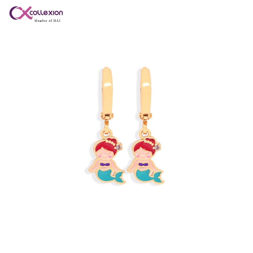 Collexion Mermaid Earrings Anting Anak Lapis Emas Gold Plated Anting Klip