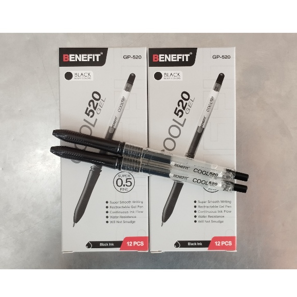 

PENA BENEFIT GELL GP-520 HITAM 0.5mm 1 BOX ISI 12 PCS
