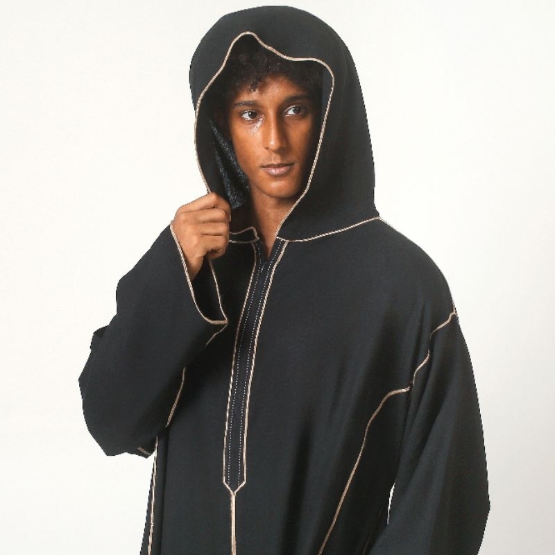 TERBARU Baju Umroh Gamis Hoodie Djellaba Maroko Jalabah Jubah Kapucong Maroko Pria Linen Premium