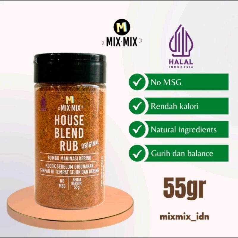

House Blend Rub Original 55gr by Mixmix | Bumbu Marinasi Diet | Bumbu Marinasi Sehat | Marinasi Premium
