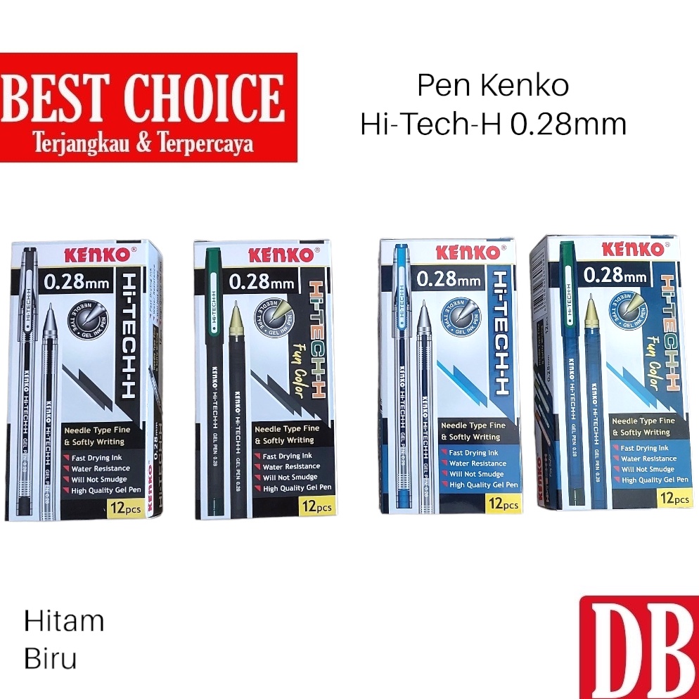

KODE L45C Gel pen Pulpen Hitech Hitech Kenko 28mm HitamBiru 12 pcs