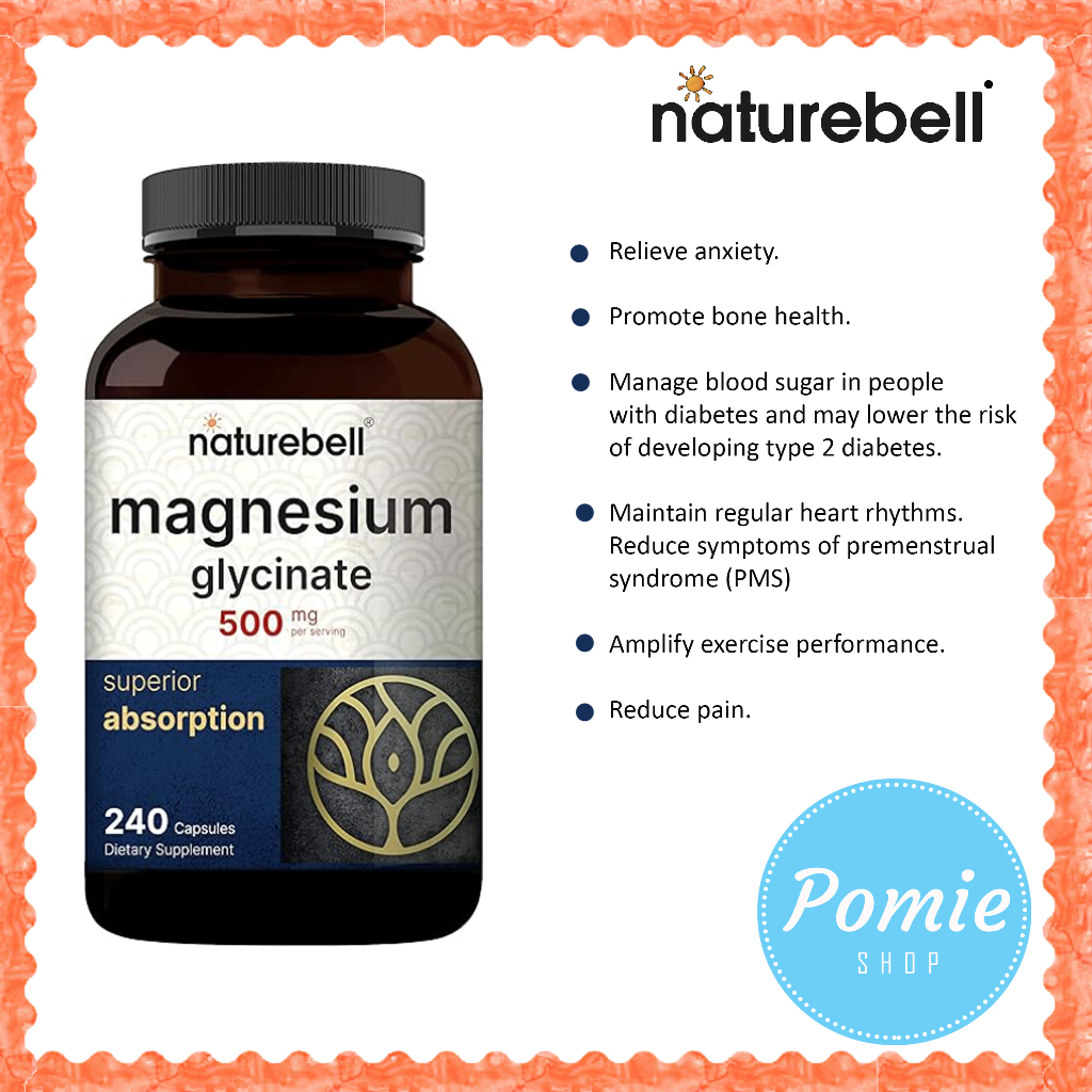 Magnesium Glycinate 500mg Naturebell 240 Capsules