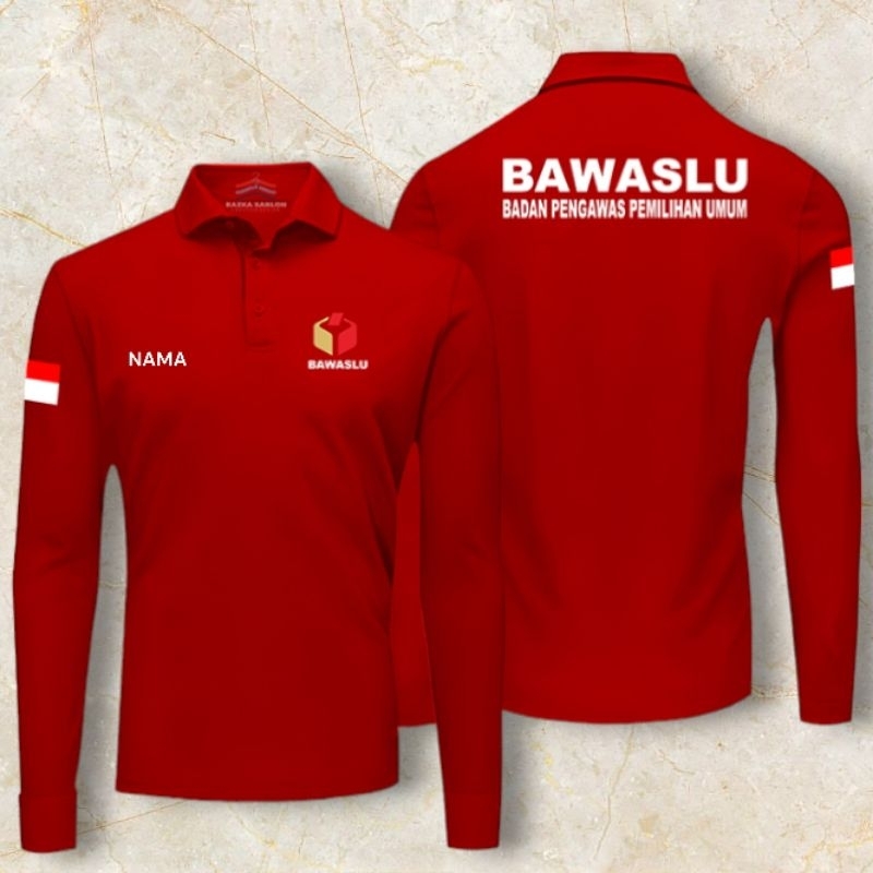 Kaos Krah BAWASLU Baju Bawaslu Merah Lengan Panjang