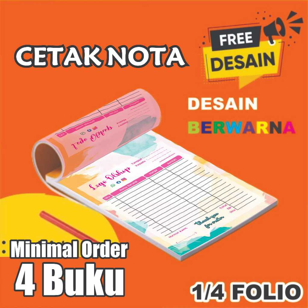 

Nota custom fullcolor 2ply 1/4 folio isi 50 Lbr