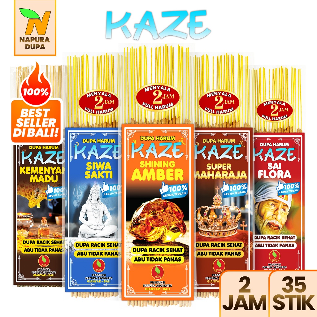 Dupa harum Kaze 35 stik 32cm 2 jam pouch Napura Aromatic hio pepel aroma India Maharaja, Cempaka, Ke