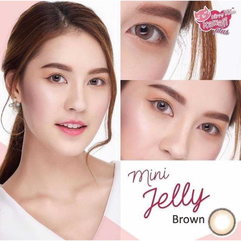 SOFTLENS NATURAL KOREA KITTY KAWAII MINI JELLY BROWN GREY NORMAL MINUS KADAR AIR TINGGI TERMURAH