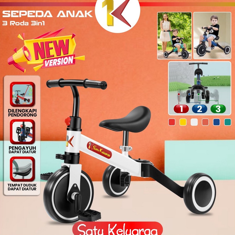 KODE V38J SKM97 Mainan Sepeda Anak 3 Roda 2in1 Sepeda Keseimbangan Anak Balance Bike Ride On Anak Pu