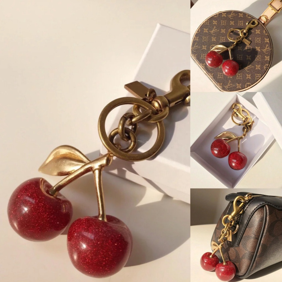 KODE R37L Coach KEYCHAIN Signature Cherry Bag Charm ORIGINAL