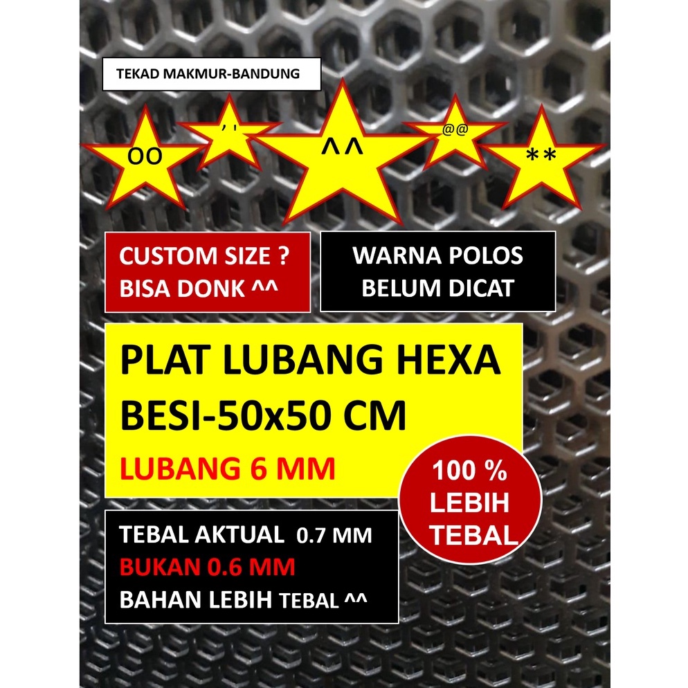 KODE W2Q Plat 5x5  Hexagonal Lubang 6 mm  Plat Besi Ram Speaker  Ram Grill Plat Lubang
