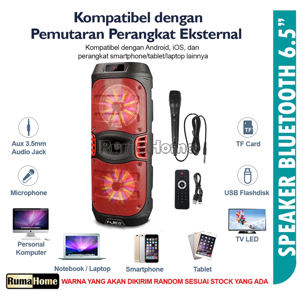 KODE M82L speaker portable bluetooth F1965 dan F1819 65 inch 2pcs atas bawah bonus mic USB remote Me