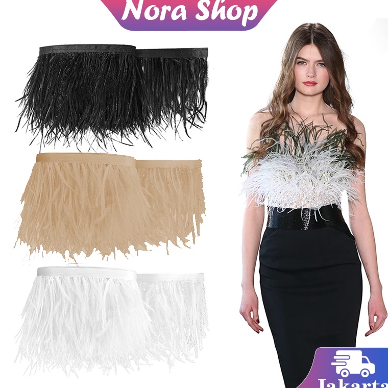 KODE R56W 1M Bulu Ostrich Panjang Bulu Ostrich Pendek Bulu Bulu Hiasan Baju