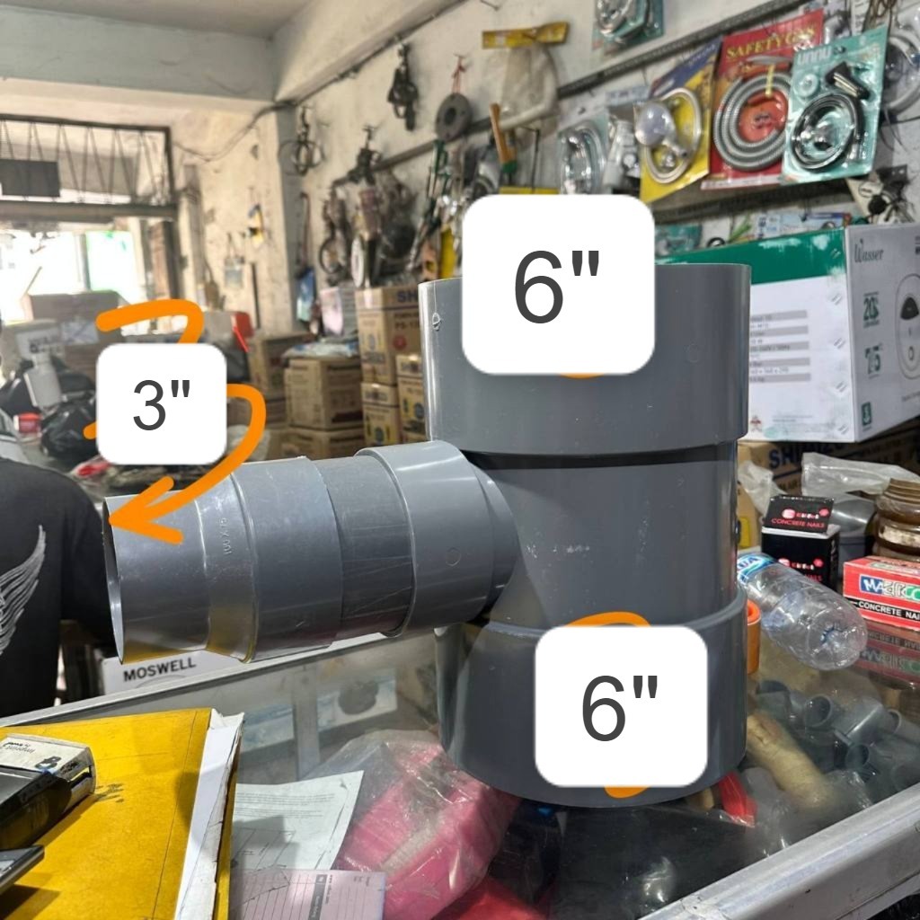 RUCIKA reducer tee 6" x 3" DV - Verlop tee rucika 6" x 3" tee pvc 3" x 6" tee 3" x 6" Tee 6" x 3" in