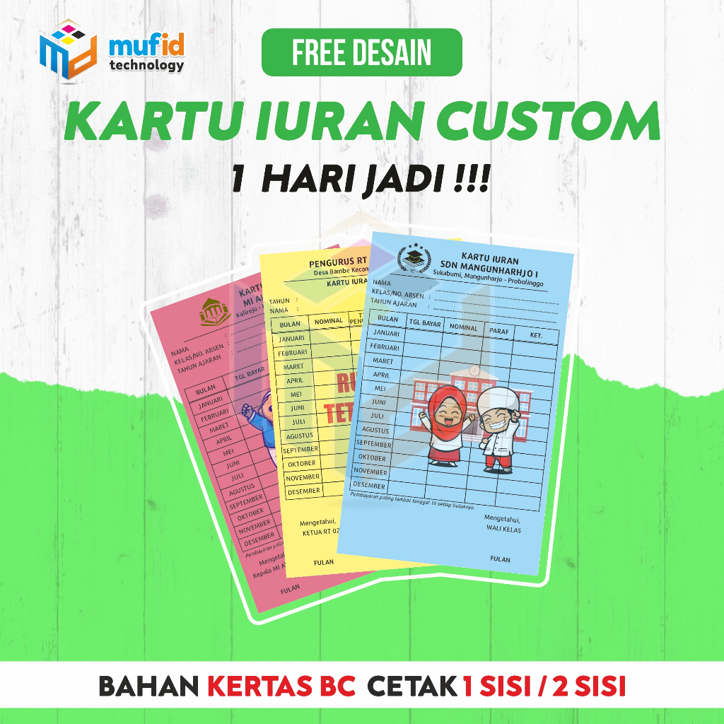 

(10 X 16 CM) KARTU IURAN WATERMARK KAS/SPP/PAGUYUBAN/INFAQ/SAMPAH/BIMBEL