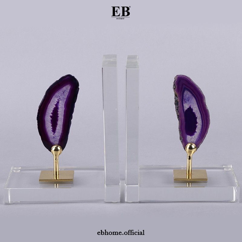 

Dekorasi Penyangga Buku / Book End Agate Slice Crystal Set 190