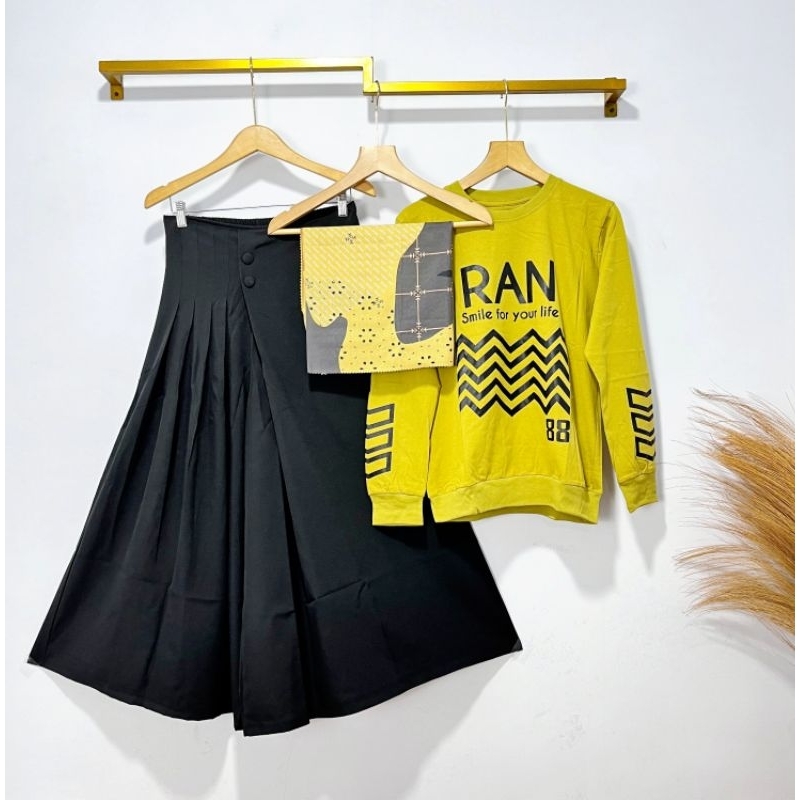 Setelan Celana Kulot Kaos Combed Hijab Voal // Set Kulot Kaos Combed // Set Celana Combed Wanita