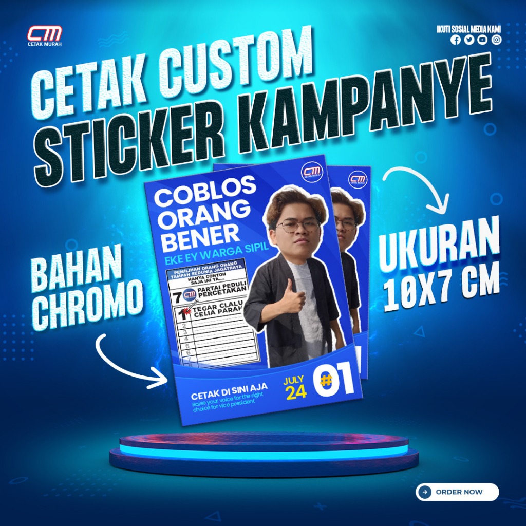 

Sticker Chromo uk 10x7 Murah/Custom/Chromo