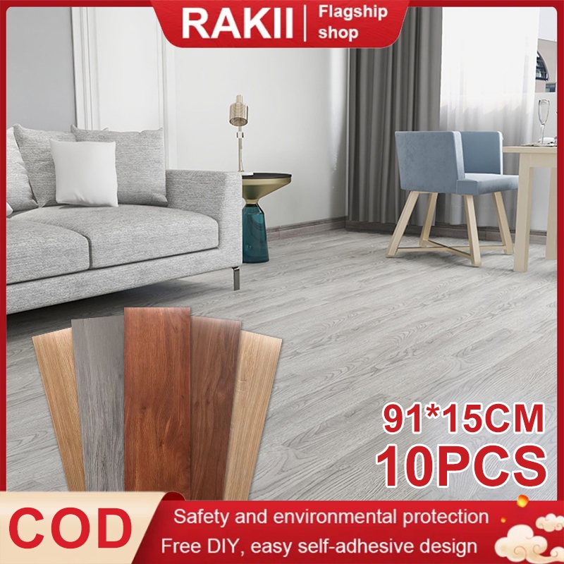 10pcs Stiker Lantai Vinyl Wallpaper Dinding Motif Kayu Premium Dengan Lem Wallpaper Vinil Stiker Lan