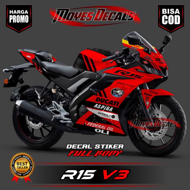 Decal Yamaha R15 V3 Stiker FULL BODY //R15 V3 VARIASI DUCATI GRESINI