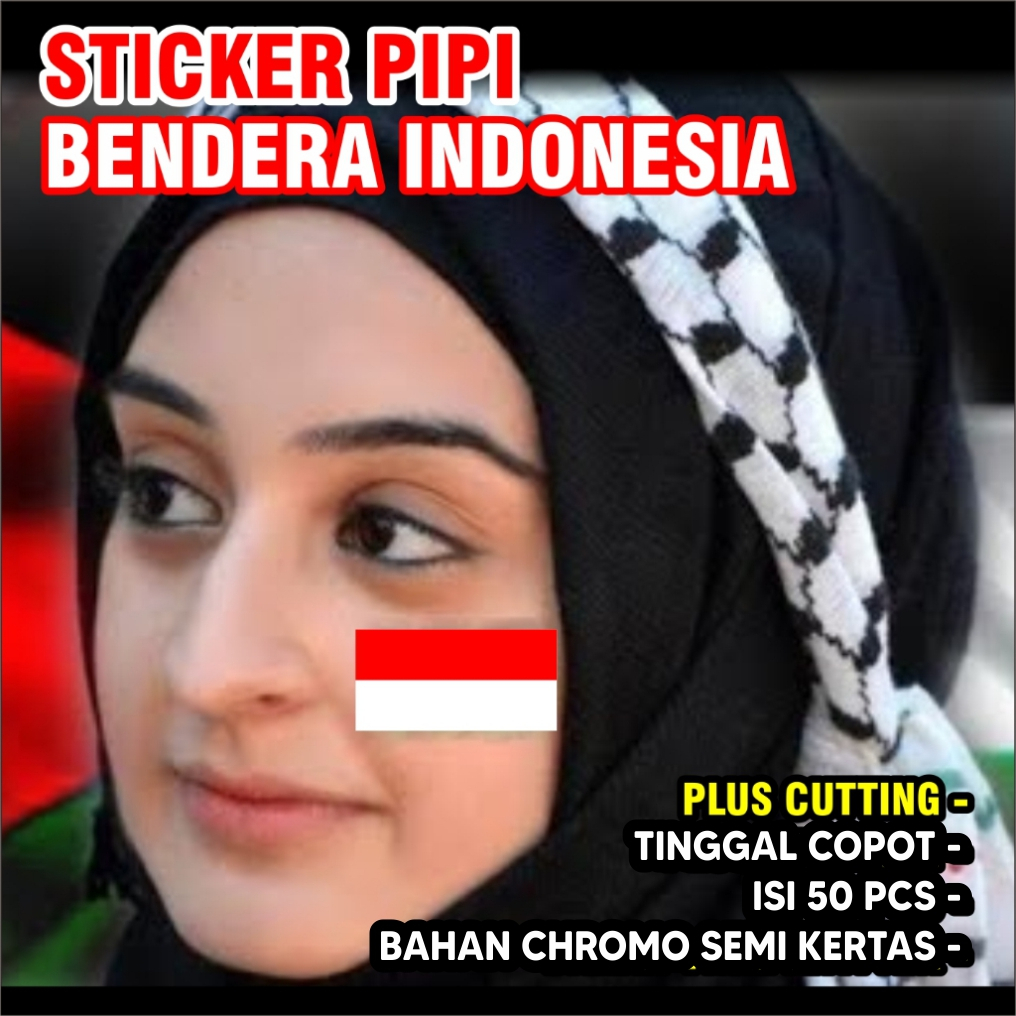 

BAHAN STICKER BIASA | Sticker Pipi Merah Putih ISI 50 PCS | Tempelan Pipi Bendera TERMURAH