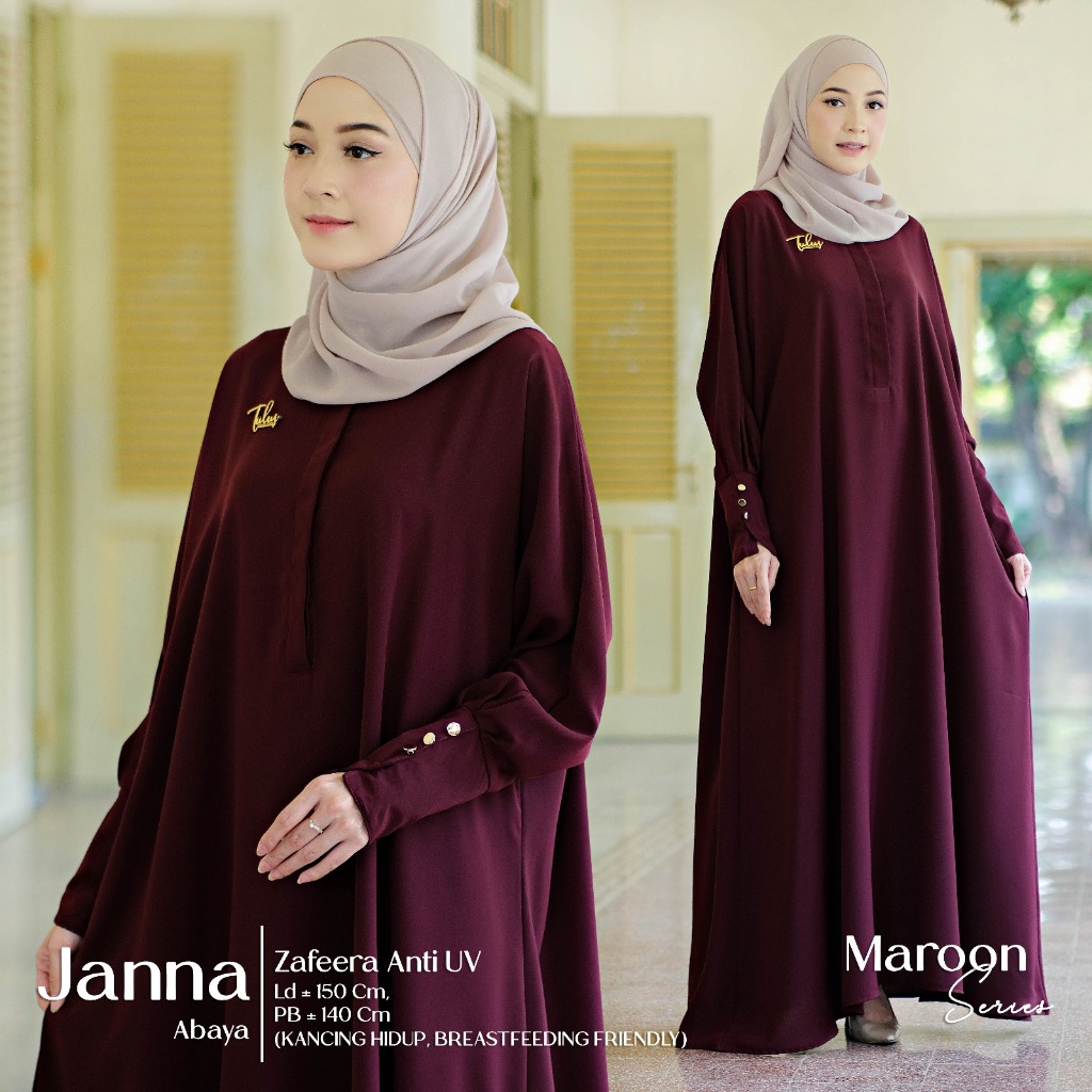 Janna Abaya Wanita Muslim Airflow Motif Polos